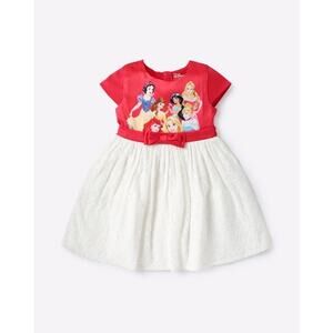 Disney Princess Fit and Flare Dress‎ 2-3Y Red White Bow Character Shop Frendz